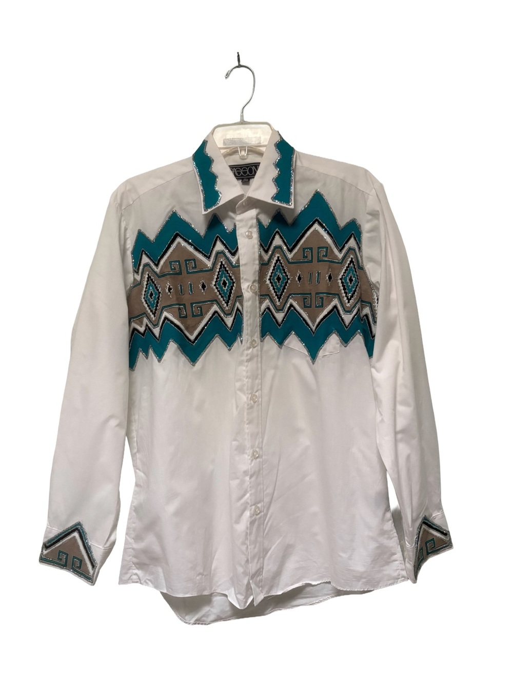 Vintage Sasson Western Geometric Button-Up Shirt 15.5 32/33